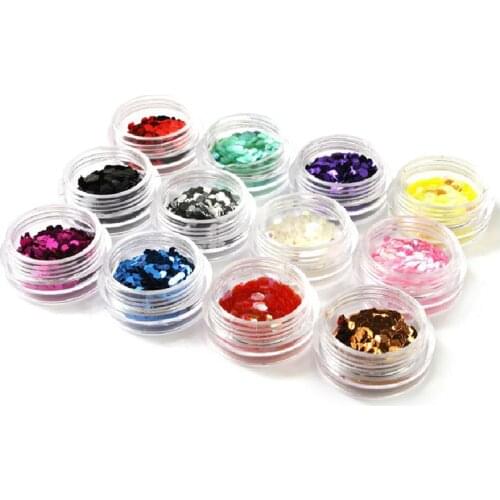 2017 Fashion 12 Colors holographic Glitter Nail One Set Hexagon Sparkly Sequin Nail Art Tips Design Tool Decoration Hot Sale