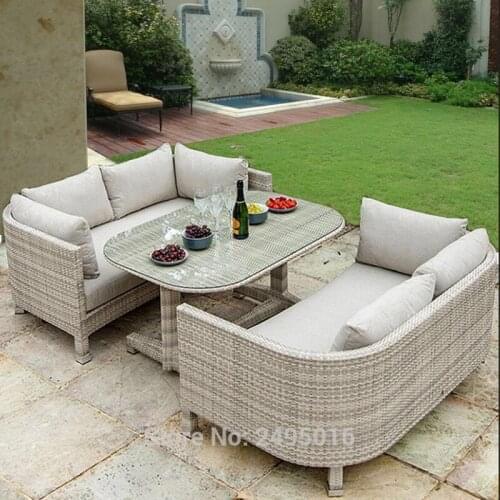 3 pcs Outdoor Patio Furniture dining set , metal Frame coversation set for balcony all-weather ,rattan wicker chat set