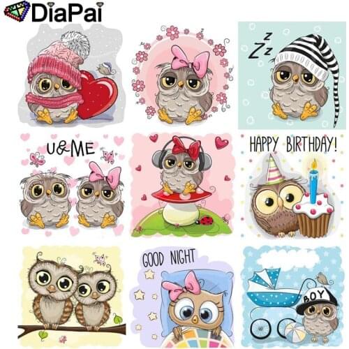 DIAPAI Diamond Painting 5D DIY Full Square/Round Drill "Cartoon owl landscape" 3D Embroidery Cross Stitch 5D Decor Gift