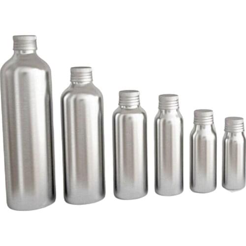 Aluminium Bottle Refillable Empty Cosmetic Containers 30ml 50ml 100ml 120ml 150ml 250ml Travel Storage Bottle With Lid 20pcs/lot