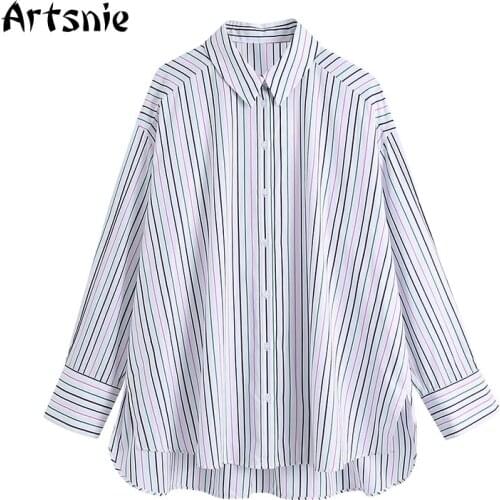 Женские синие рубашки Artsnie China At AliExpress