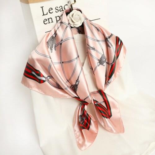 Satin Square Scarf For Women New Headband Silk Shawl Print Foulard Hijab Wraps Hair Bands 2021 Retro Neckerchief Female Bandana