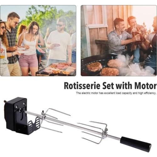 Automatic BBQ Grill With Motor Rotisserie Set Electric Roasted Meat Chicken Fork Outdoor Camping Picnic Cooking Tool