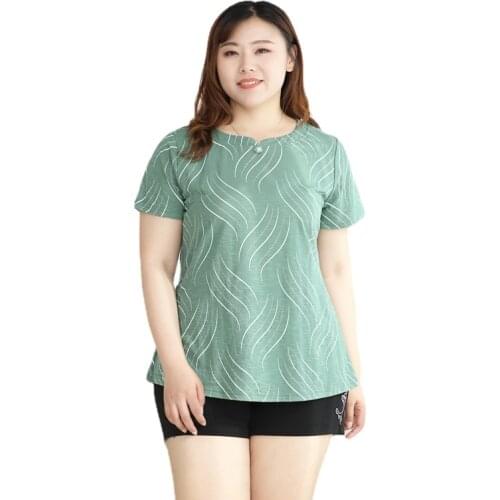 4XL To 10XL Plus Size Women Tops Summer Blouses Korean Version Short Sleeve Casual Shirts Blusas Mujer De Moda T61050
