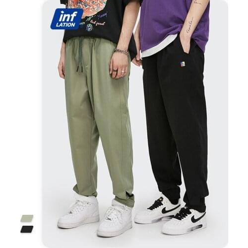 INFLATION Mens Casual Pants 2021 Spring New Look Harajuku Solid Color Loose Fit Joggers Pants Male Trousers 3630S21