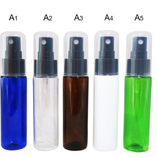 1 oz 30ml Travel Empty Mist Spray Bottle Perfume Press Pump Sprayer Plastic Blue Clear Amber White Liquid Container Atomizer