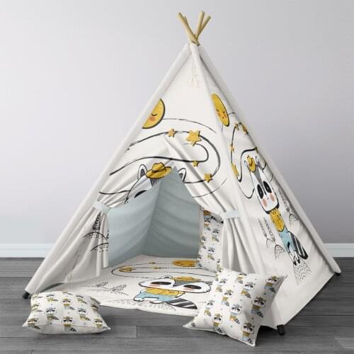 Play Tent for Kids Wigwam Portable Indoor Playground Tents Children Bedrooms Sailor Raccon Model 089