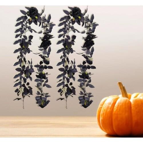 Fake Hanging Cane Gothic Artificial Rose Vine Faux Silk Flower Delicate Floral Ivy Simulation Leaf Garland for Halloween Fake