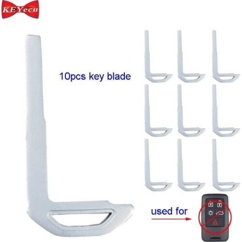 KEYCU 10pcs for Volvo S60 S80 XC60 XC70 V70 Replacement Remote Emergency Key Blade Insert Uncut