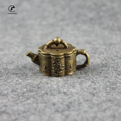 Classical Bronze Bamboo Tea Pet Finger Teapot Tea Pet Small Pocket Tea Set Incense Burner Ornaments Beautiful Table Home Deco