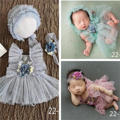 Newborn Baby Photo Shooting Clothing Set Bebe Flower Costume Hat Set Infant Photography Props Tutu Skirt