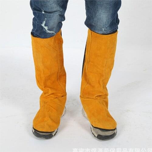 Cattlehide Welding Leather Long Shoes Boots Welding Fire Protection Foot Welder Foot Cover Wear Insulation Safety Work Shoes