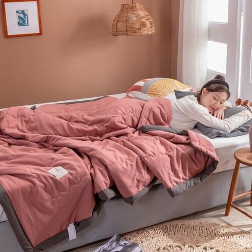 2021Pure Color 100% Cotton Summer Air-Conditioning Quilt Adult And Children Dormitory Office Sofa Blanket Travel Driver Quilt