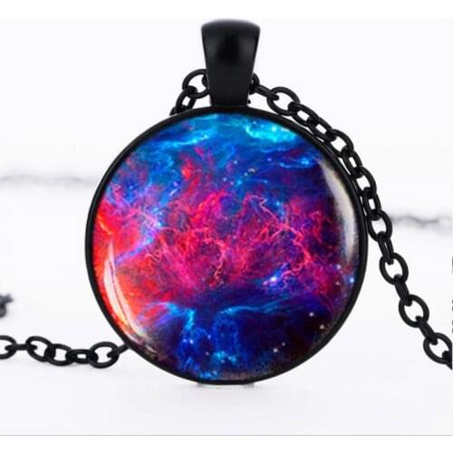 Hot Selling Supernatural Charming Nebula Necklace Galaxy Space Glass Cabochon Pendant Solar System Jewelry Space Universe print