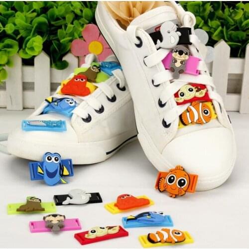 Fashion Cartoon Undersea World Appliques Silicone Shoelace Clip Shoe Decorations For Children One Pair Free Shipping