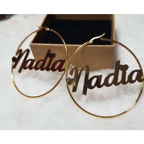 DOREMI Name Earrings and Necklace set Round Hopp Earrings Custom Name necklace HoopLetter Personalised Name Earrings