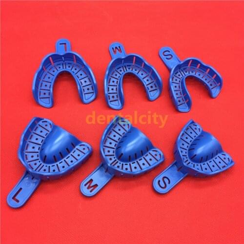 New 6Pcs/set Dental Impression Trays Plastic Materials Teeth Holder Dental Central Supply For Oral Tools