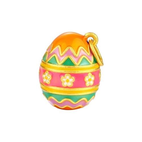 New 24K Yellow Gold Pendant 3D Hard Gold 999 Gold Colourful Egg Pendant Children Pendant