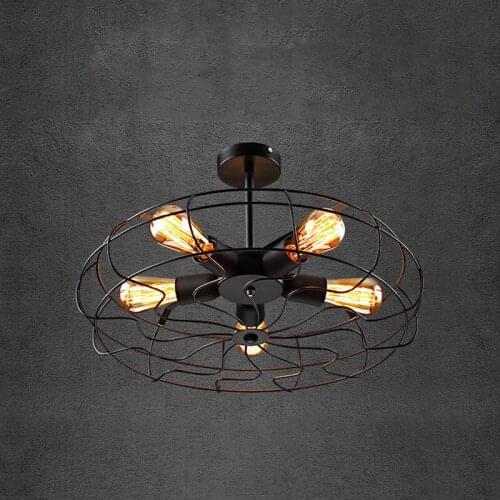 New Vintage 5 heads iron Fan ceiling light loft lustre lamps for home decor restaurant dinning room fixture