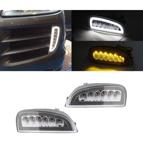 For Porsche Gen 957 Cayenne 2006-2010 White/Amber Front Led Daytime Running Lights DRL Halo Turn Signal Lamp