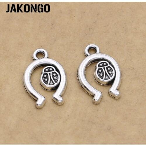 JAKONGO Antique Silver Plated Lucky Horseshoe Charms Pendant for Jewelry Making Bracelet Accessories DIY 17x12mm 25PCS/lot