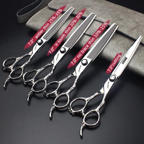 Genuine Professional Hairdressing Scissors Set High-end Atmospheric Flat Cut Seamless Tooth Scissors Combination Barber Scissors