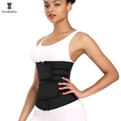 Plus Size 6XL S limming Corsets Underbust Compression Girdle Sport Belts 7 Steel Bones Latex Waist Trainer Double Strap With Zip