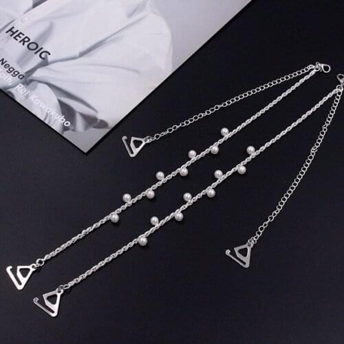 Luxury Women Adjustable Bra Holder Anti Skid Strap Rhinestone White Pearl Shoulder Chain Sexy Fashion Wedding Bridal Jewelry