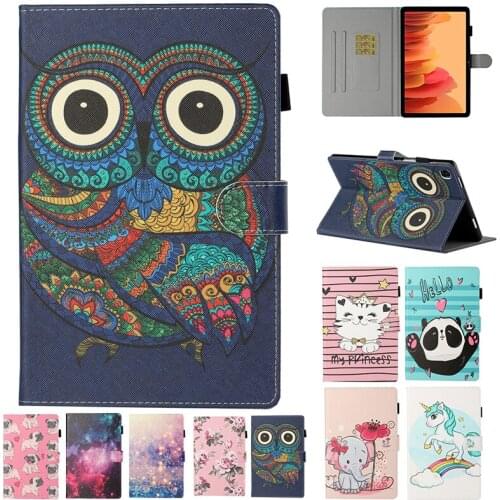 Cute Owl Unicorn Case for Samsung Galaxy Tab A7 10.4 2020 SM-T500 SM-T505 SM-T507 10.4" Elephant panda PU Leather Stand Cover