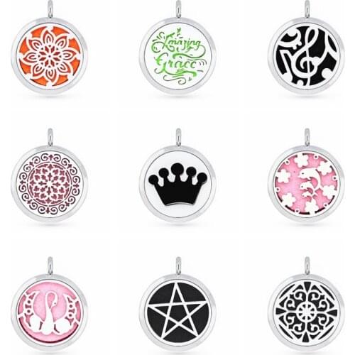 Silver Hollow Crown Star Perfume Aromatherapy Essential Oil Diffuser 30mm Locket Pendant DIY Accessories For Necklace Key chains