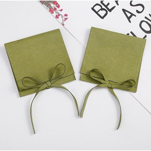 Chic Envelope Pouches Jewelry Packaging for Earrings Necklace Christmas Jewellery Wedding Small Green Microfiber Pouch Gift Bag