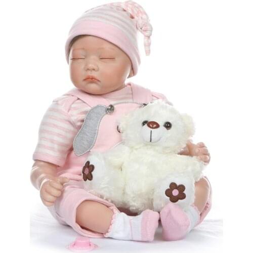 Silicone reborn baby soft body 55cm twin Princess Babies Doll Bonecas Bebe Reborn Lifelike 22 inch best Gifts Toys dog cloth toy