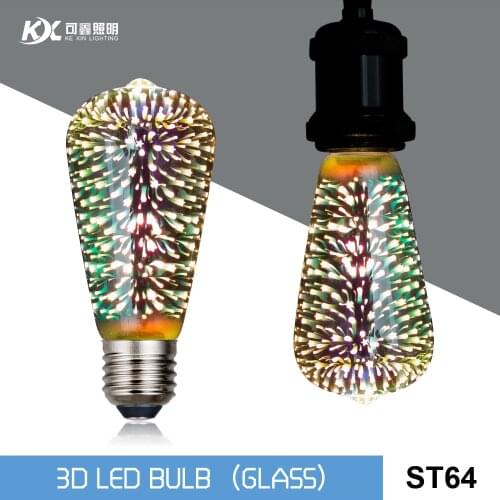 Glass Creative Personality St64 E27 Screw Led3d Fireworks Light Bulb Sky Star Decorative Lamp Decorations Poke Edison Pepper