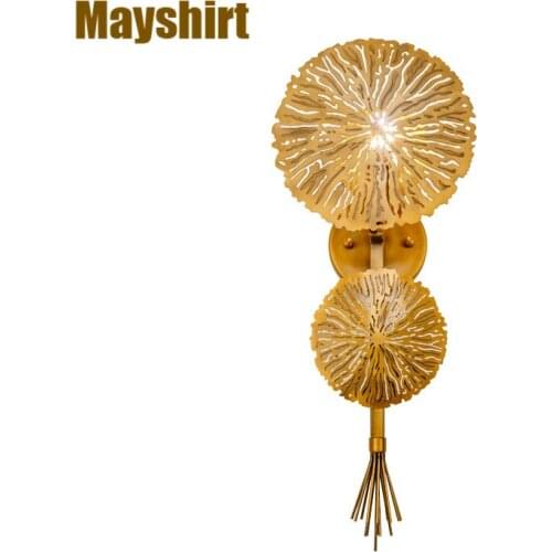 Gold Leaf Wall Lamp Modern Led Metal Wall Sconce Bedroom Bathroom Light Fixtures Mirror Lights Home Lighting Industrial Decor