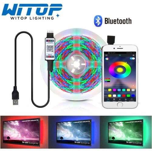 LED Strip Light bluetooth Flexible Lamp 1M 2M 3M 4M 5M Tape Diode SMD 2835 DC5V Desk Screen TV Background Lighting USB Cable