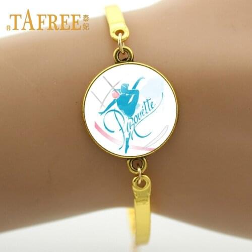 TAFREE high quality Handmade Love gymnastics Bracelets Exquisite Antique Golden Plated jewelry for women birthday gifts GY223