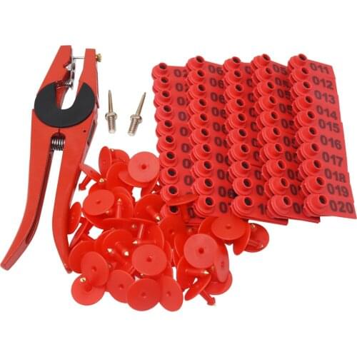 Ear Tag Sheep Marker Applicator 001-100 Ear Tags for Goat Identification Kit Ear with 2pcs Pins Ear Tag Pliers 100 Pcs