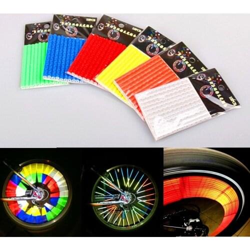 Bike Reflector Bicycle Spokes Warning Reflective Light 12 Pcs Moutain Road Bike Safe Cycling Wheel Rim Steel Riding Tube Clip