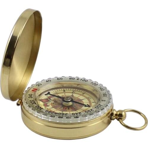 High Quality Camping Hiking Pocket Brass Golden Compass Portable Compass Navigation for Outdoor Activities