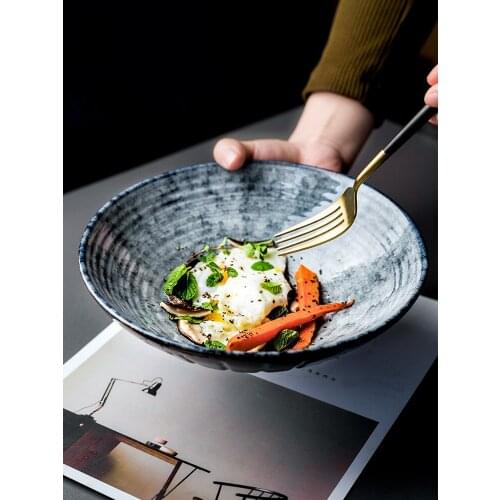 Japanese ceramic bowl embossed ramen bowl home soup bowl noodle bowl salad bowl large dish bowl retro tableware