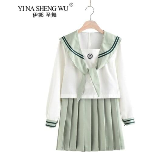 Japanese School Uniforms Anime COS Sailor Suit Jk Uniforms College Middle School Uniform For Girls Students Matcha Green Costume