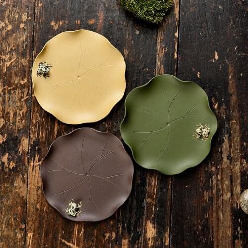 Yixing Purple Sand Frog Lotus Leaf Coaster Cup Saucer Handmade Saucer Tea Pot Base Tea Ornaments Kung Fu Tea Set Coasters