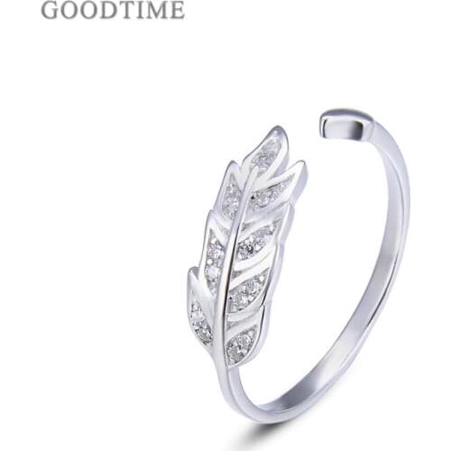 Fashion Women Rings Pure 925 Sterling Silver Ring Leaf Zircon Rhinestone Ring Jewelry Accessories For Girl Lady Party Dress Up