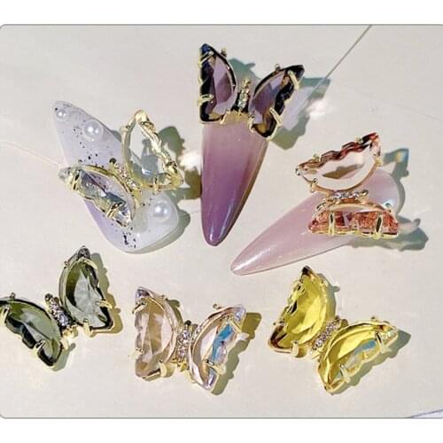 1 Pieces Of Ice Transparent Aurora Butterfly 3D Nail Decoration Fashion Crystal DIY Jewelry Manicure Design Accessories