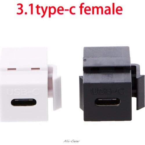 1Pc USB 3.1 Type C Female To Female Connector Jack Wall Socket Panel Mount Adapter Connectors Black/White