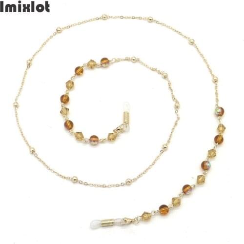 1PC Women Fashion Crystal Beads Sunglasses Chains Metal Eyeglasses Cords Sunglasses Holder Necklace Eyewear Retainer Accessories