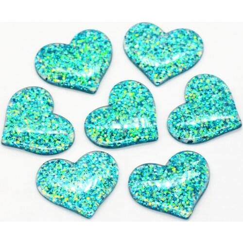 10PCS 30mmX35mm Blue Color Bling Bling Resin Flatback Heart|Resin Heart embellishment MiniaturesResin |Jewelry parts