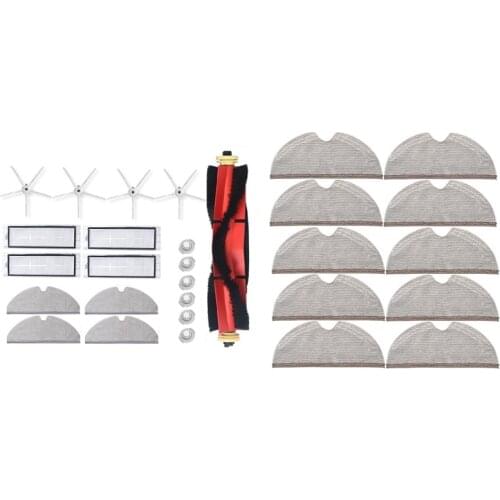 19x Washable HEPA Filter Main Brushes Side Brush for Xiaomi Roborock S5 Max S6 & 10Pcs Cloths for Xiaomi Roborock S5 S50