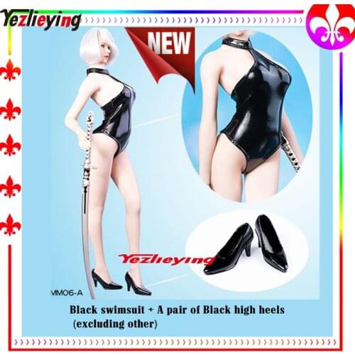 Big scale military models 1/6 MM06 YoRHa 2B BK Halter Bikini swimsuit Costume Leather Clothing body modelling swimsuit F 12"Body