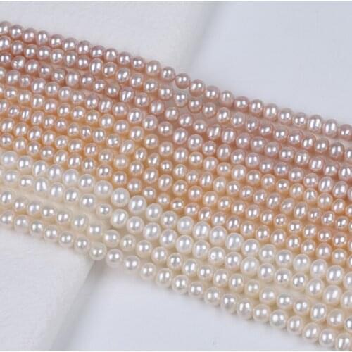 5-6mm Near Round Natural White Pink Purple Color Pearl Chain For Classic Necklace